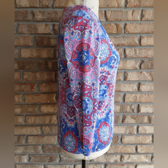 Talbots Paisley Print Long Sleeve Button Front Cardigan Sweater. - Picture 4 of 7